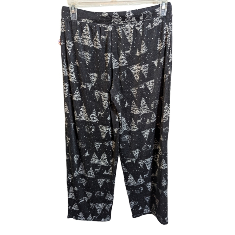 Joyspun women's black hacci Pajama Pants trees size Small w- 171 - Picture 3 of 5
